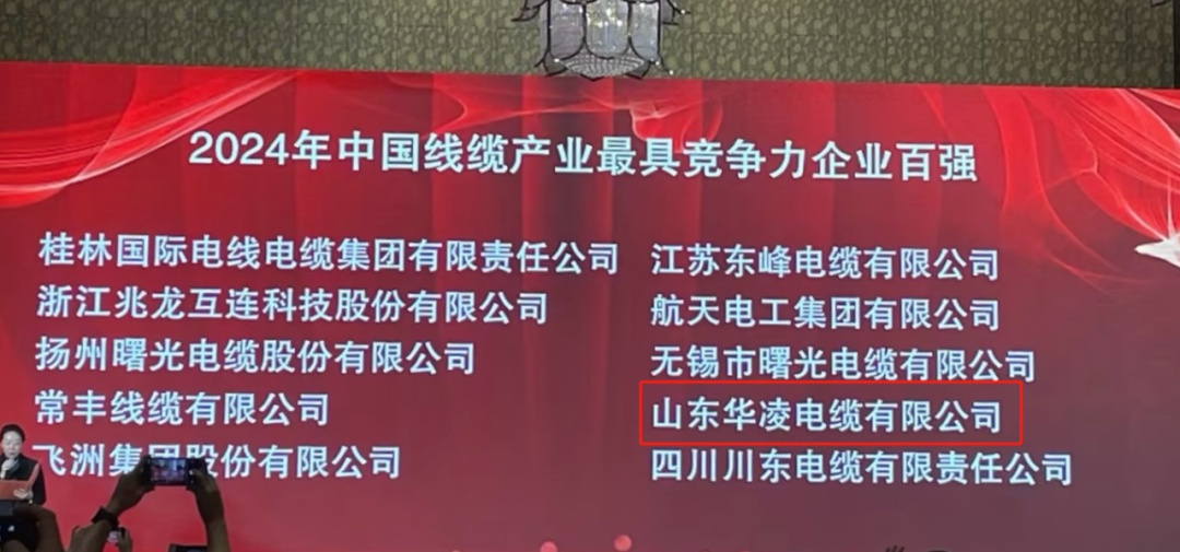 Shandong Hualing Cable Named Among China’s Top 100 Most Competitive Cable Enterprises for 2024