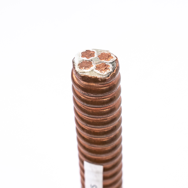 Гофрированный кабель с неорганической минеральной изоляцией в медной металлической оболочкеГофронированный кабель с неорганической минеральной изоляцией в медной металлической оболочке