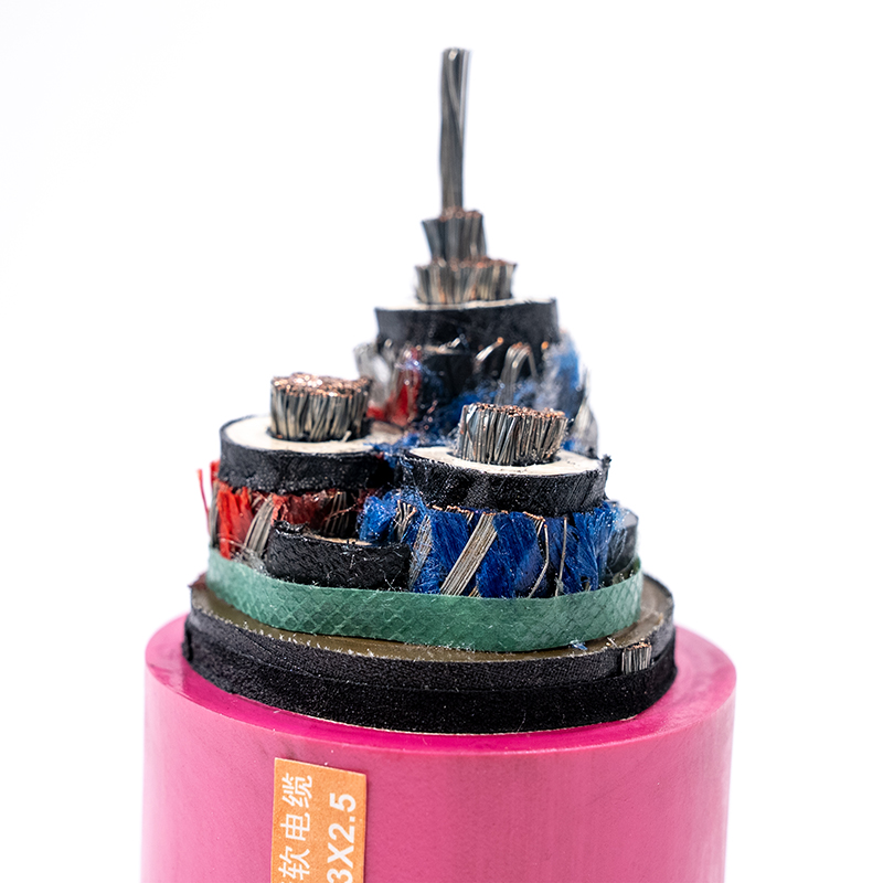 Ko'mir konlari uchun nominal kuchlanish 8,7/10kV va undan past bo'lgan mobil metall ekranlangan monitoring yumshoq kabeli
